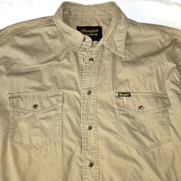 Y2K Wrangler Western Men's Shirt in Tan XL Metal Snap - Picture 5 of 10